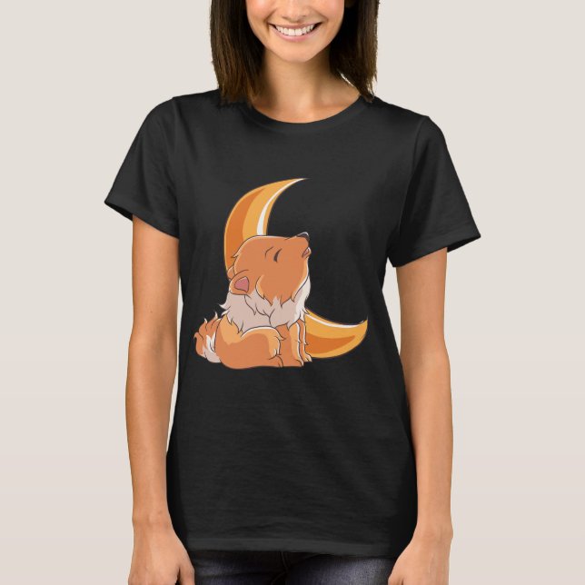 Pommern Howling Måne T Shirt (Framsida)