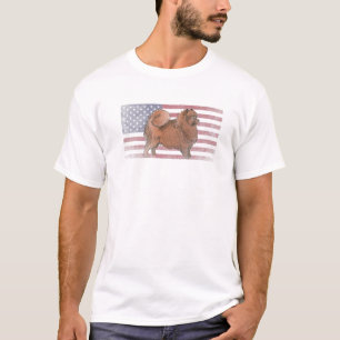 Pommern Hund 4 juli Amerikanska Flagga Förenta sta T Shirt