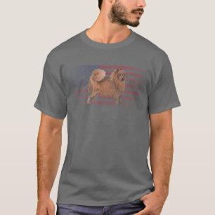 Pommern Hund 4 juli Amerikanska Flagga Förenta sta T Shirt