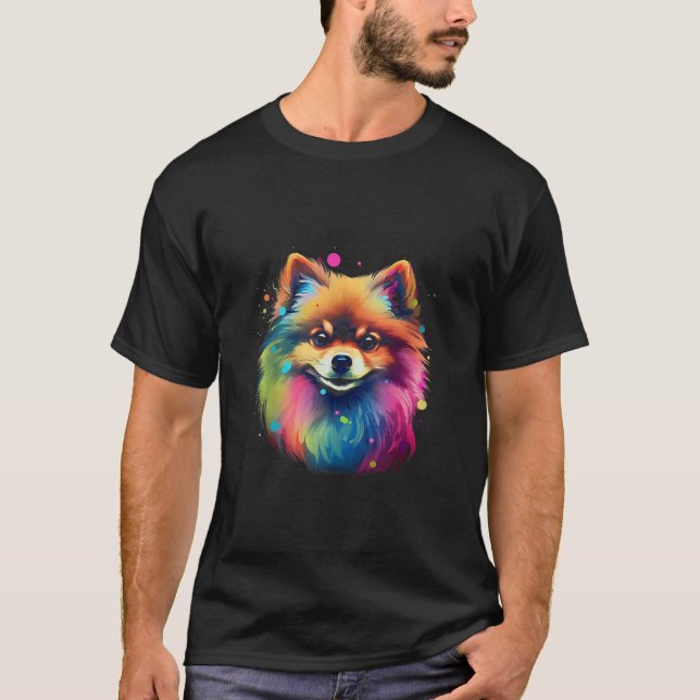 Pommern Hund Abstrakt Art Hund älskare Porträtt Ta T Shirt (Framsida)