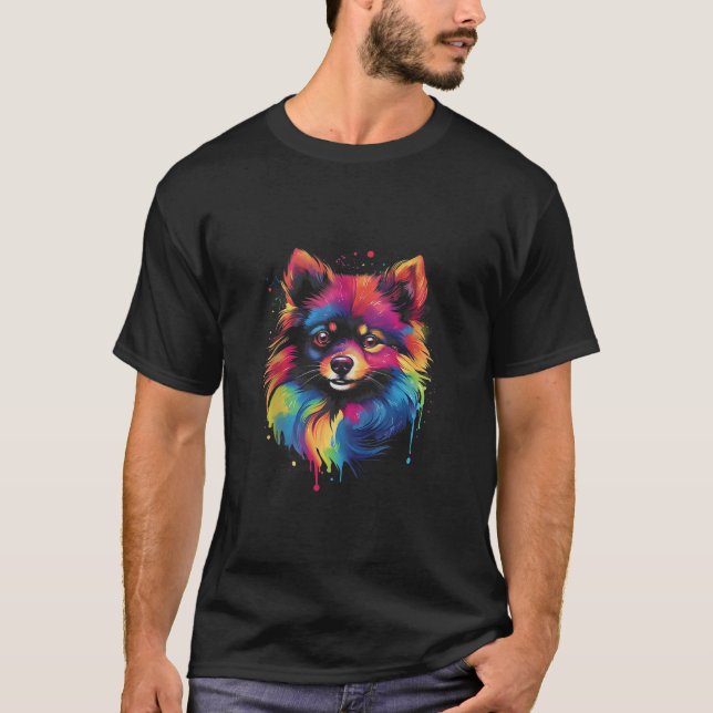 Pommern Hund Abstrakt Art Hund älskare Porträtt Ta T Shirt (Framsida)