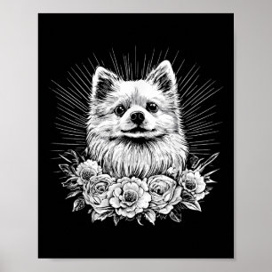 Pommern Hund älskare Retro Stil Tattoo_1 Poster