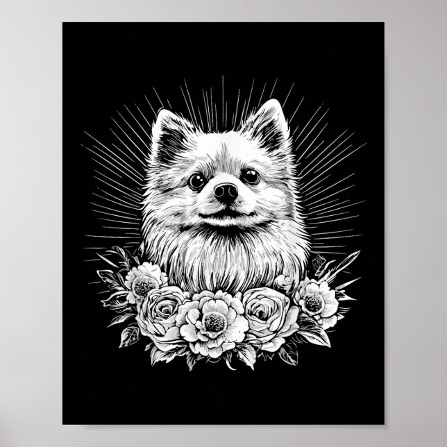 Pommern Hund älskare Retro Stil Tattoo_1 Poster (Framsidan)