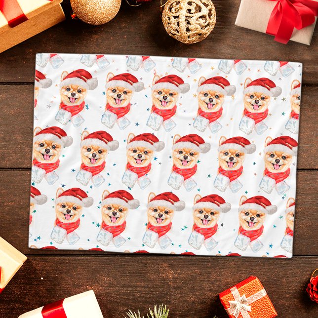 Pommern Hund aveln julstjärnor Fleecefilt (Skapare uppladdad)