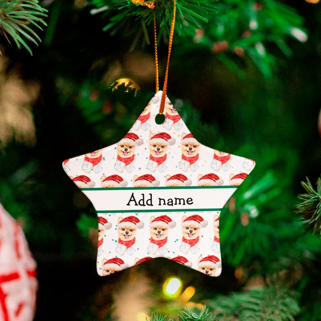 Pommern Hund aveln julstjärnor Julgransprydnad Keramik (Skapare uppladdad)