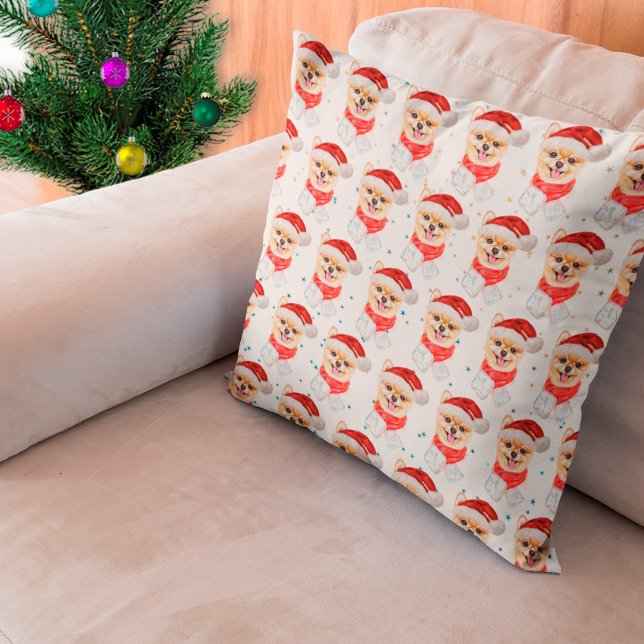 Pommern Hund aveln julstjärnor Kudde (Skapare uppladdad)