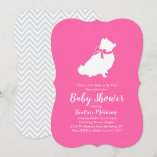 Pommern Hund Baby Shower Rosa Girl Inbjudningar