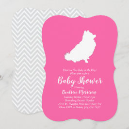 Pommern Hund Baby Shower Rosa Girl Inbjudningar