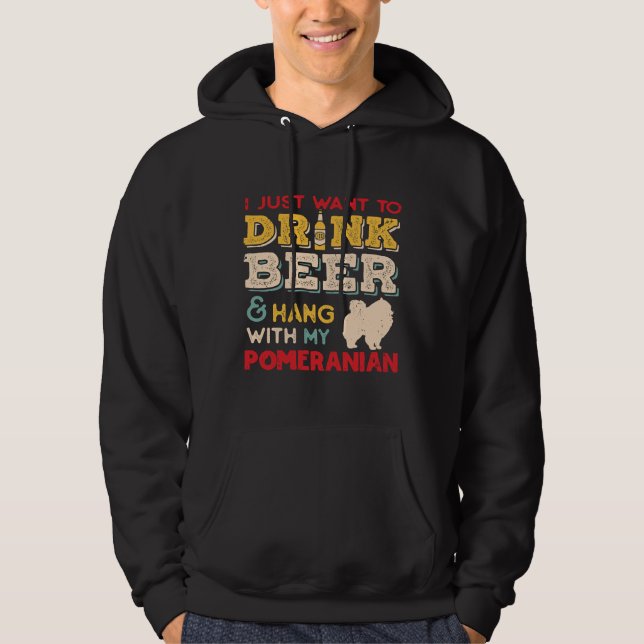 Pommern Hund Beer Älskare Hoodie (Framsida)