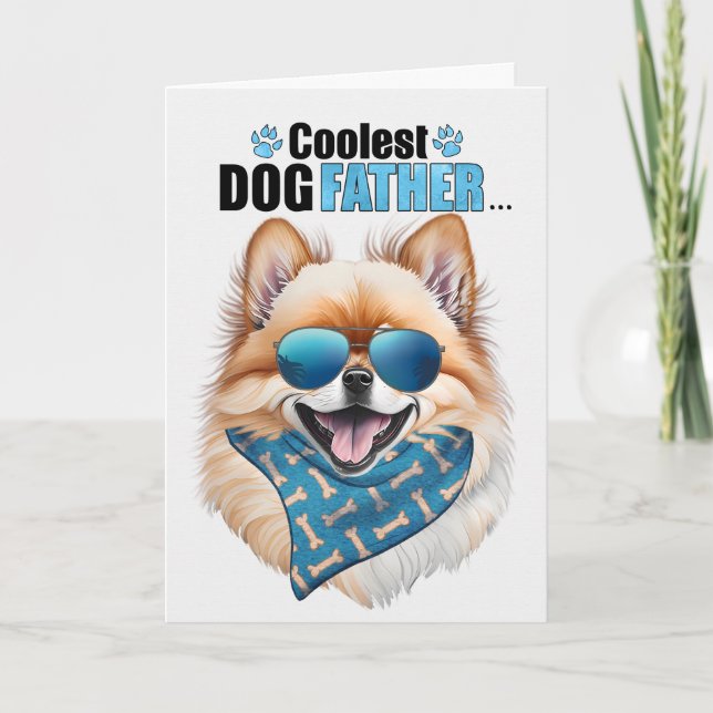 Pommern Hund Coolest Pappa Fars dag Helgkort (Framsida)