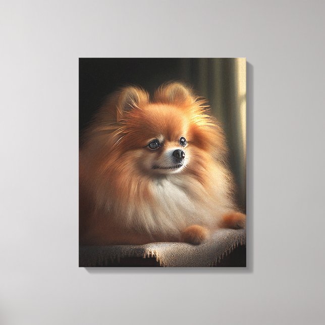 Pommern Hund Cute Porträtt Canvastryck (Framsida)