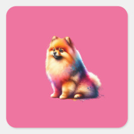 Pommern Hund Fyrkantigt Klistermärke