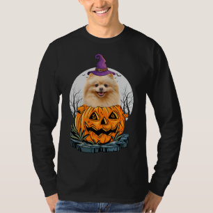 Pommern-Hund Halloween-dräkt med en hatt T Shirt