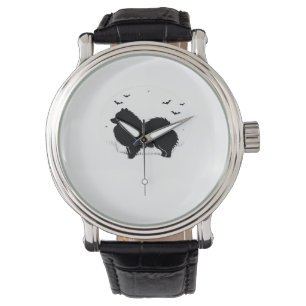 Pommern Hund - Halloween Måne Silhouette Classic Armbandsur