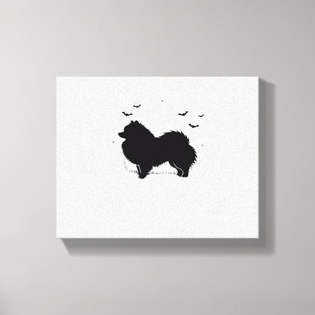 Pommern Hund - Halloween Måne Silhouette Classic Canvastryck (Framsida)
