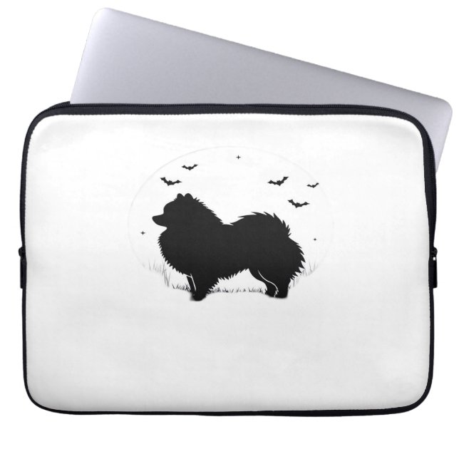 Pommern Hund - Halloween Måne Silhouette Classic Laptop Fodral (Framsidan)
