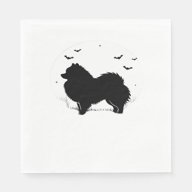 Pommern Hund - Halloween Måne Silhouette Classic Pappersservett (Framsidan)