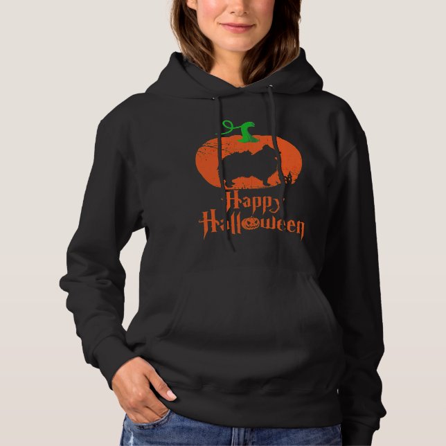 Pommern Hund Halloween T Shirt (Framsida)