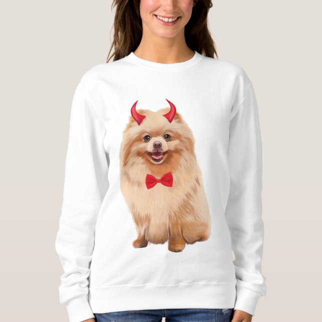 Pommern-Hund i Halloween T Shirt (Framsida)