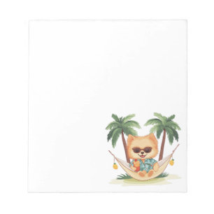 Pommern Hund i Hammock Hawaiian Shirt Anteckningsblock