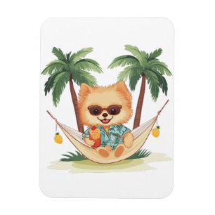 Pommern Hund i Hammock Hawaiian Shirt Magnet