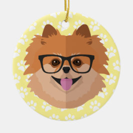 Pommern-Hund i NERD-glasen | Cute Hipster Gift Julgransprydnad Keramik