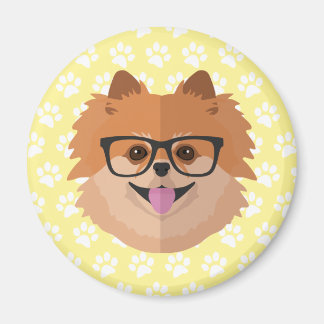 Pommern-Hund i NERD-glasen | Cute Hipster Gift Magnet