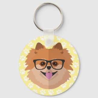 Pommern-Hund i NERD-glasen | Cute Hipster Gift Nyckelring