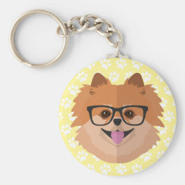 Pommern-Hund i NERD-glasen | Cute Hipster Gift Nyckelring