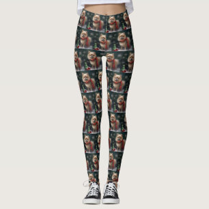 Pommern Hund i Snö jul Leggings