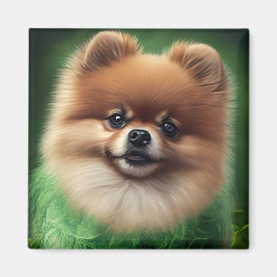 Pommern Hund i St. Patrick Dress Magnet
