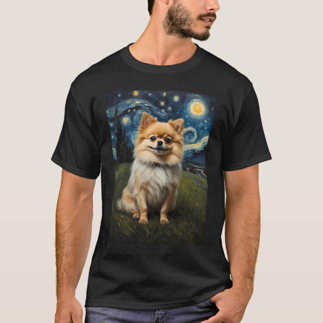 Pommern-hund i Starry-natten, Edvard Munch T Shirt (Framsida)