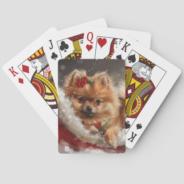 Pommern Hund Jul Festive Casinokort (Baksidan)