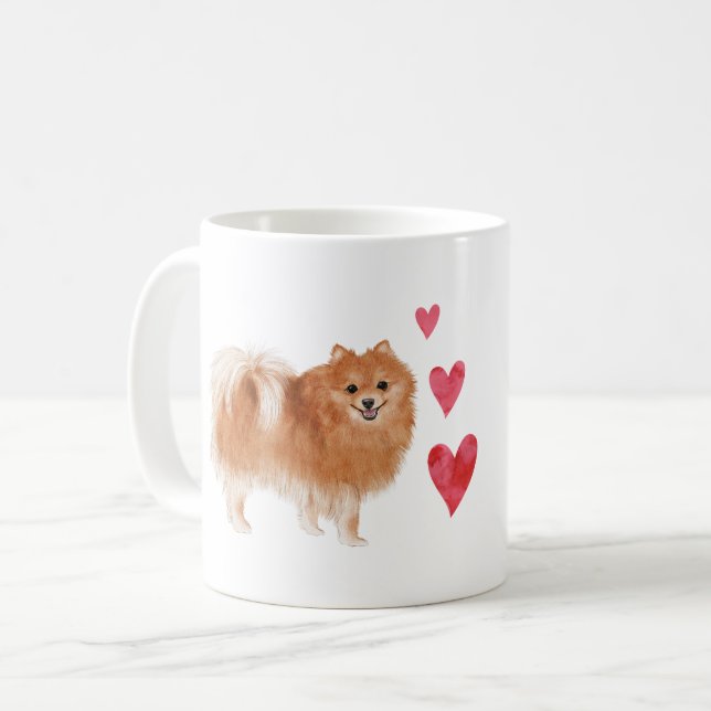 Pommern Hund med Anpassningsbar Pet Namn Kaffemugg (Framsida vänster)