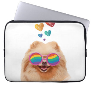Pommern-Hund med hjärtans Alla hjärtans dag Laptop Fodral