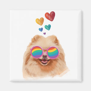 Pommern-Hund med hjärtans Alla hjärtans dag Magnet