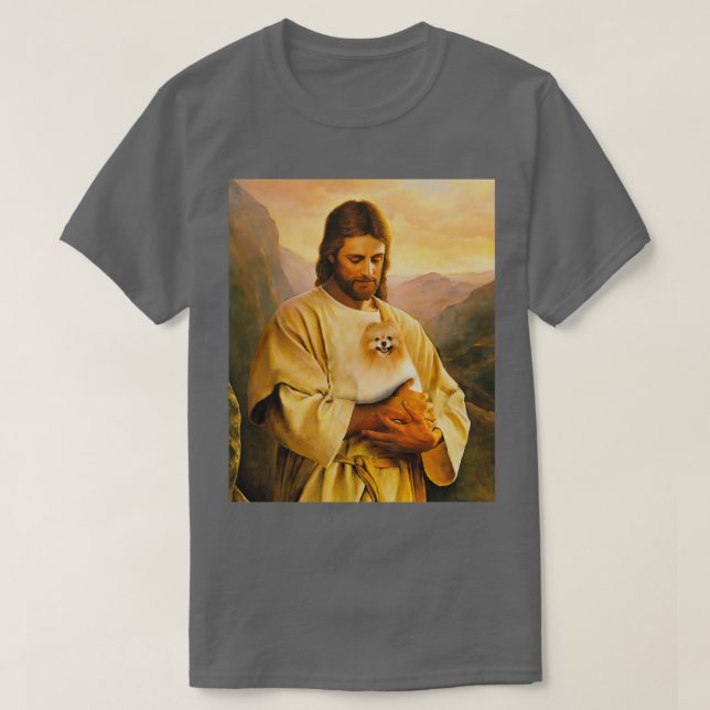 Pommern hund och Jesus älskare  T Shirt (Design framsida)