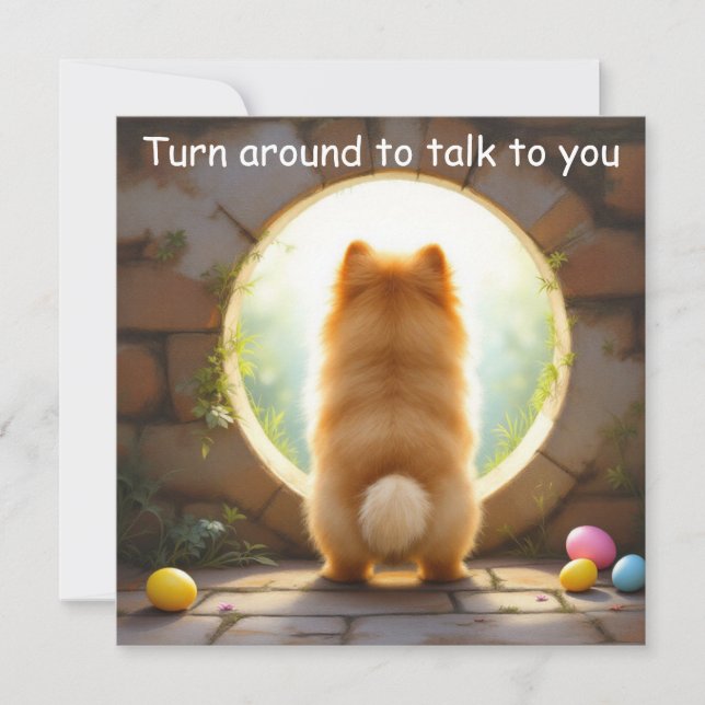 Pommern hund - Påsk Julkort (Framsida)