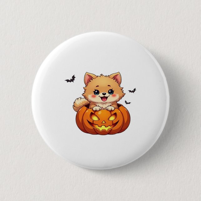 Pommern hund pumpkin Classic T-S Knapp (Framsida)