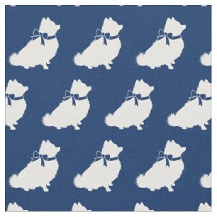 Pommern Hund Silhouette Pet Navy Blue Tyg