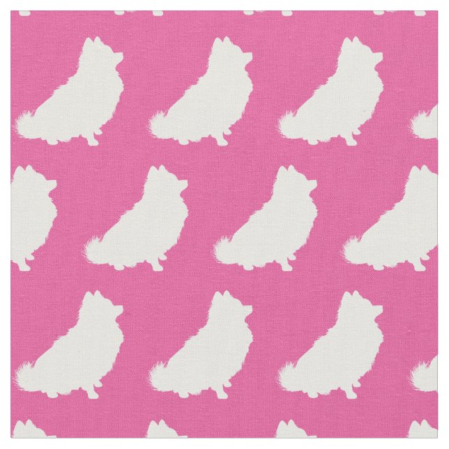 Pommern Hund Silhouette Pet Rosa Tyg (Närbild)