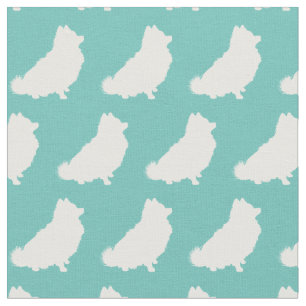 Pommern Hund Silhouette Pet Teal Tyg