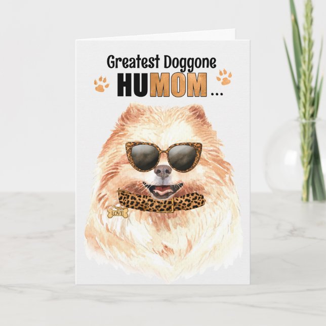 Pommern Hund Underbarare HuMOM Mors dag Helgkort (Framsida)