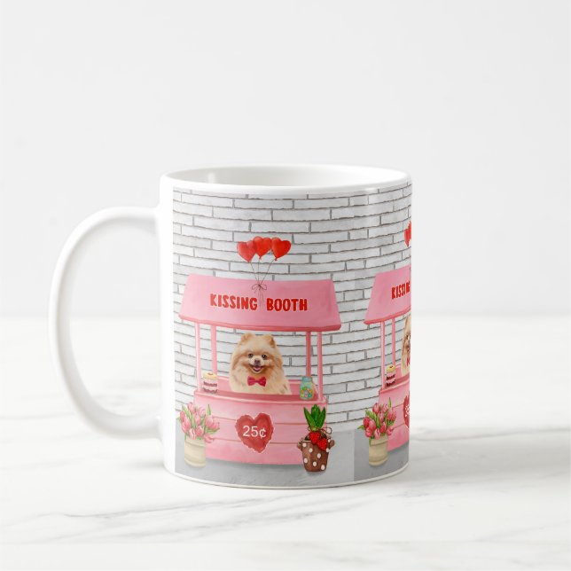Pommern Hund Valentindagen Kissing Booth Kaffemugg (Vänster)