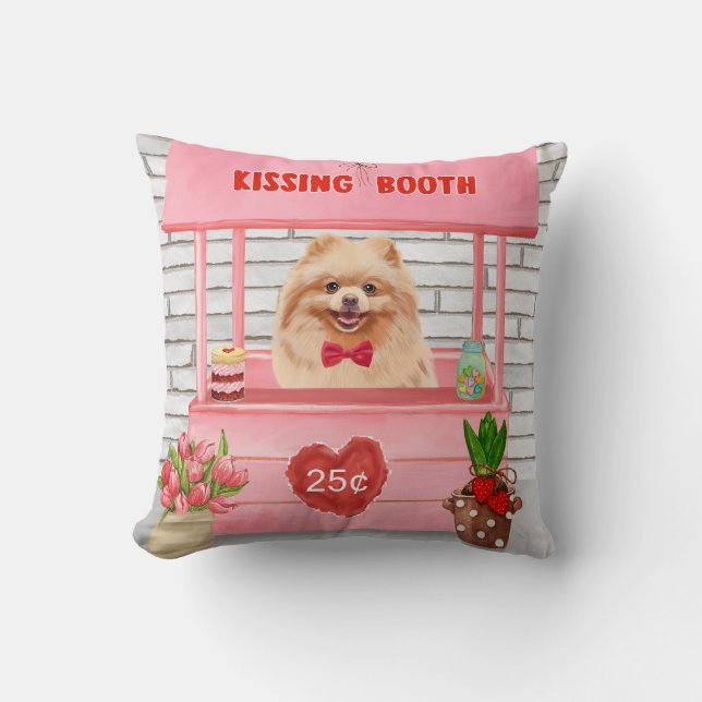 Pommern Hund Valentindagen Kissing Booth Kudde (Framsida)