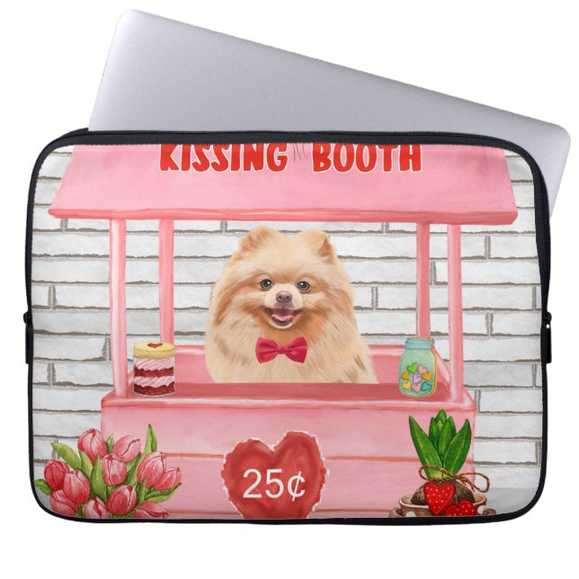 Pommern Hund Valentindagen Kissing Booth Laptop Fodral (Framsidan)