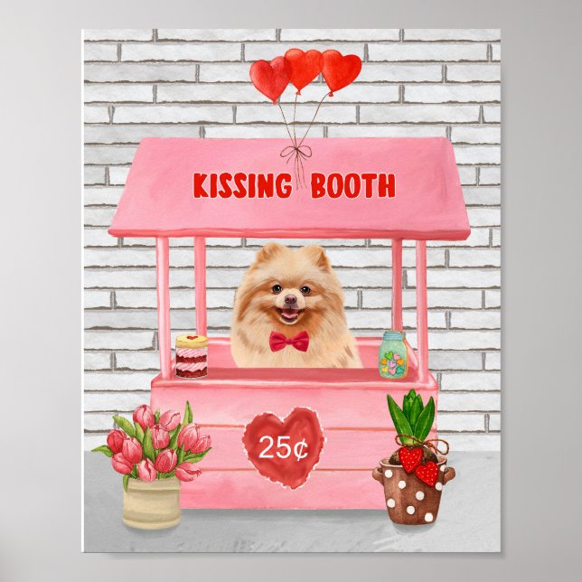 Pommern Hund Valentindagen Kissing Booth Poster (Framsidan)