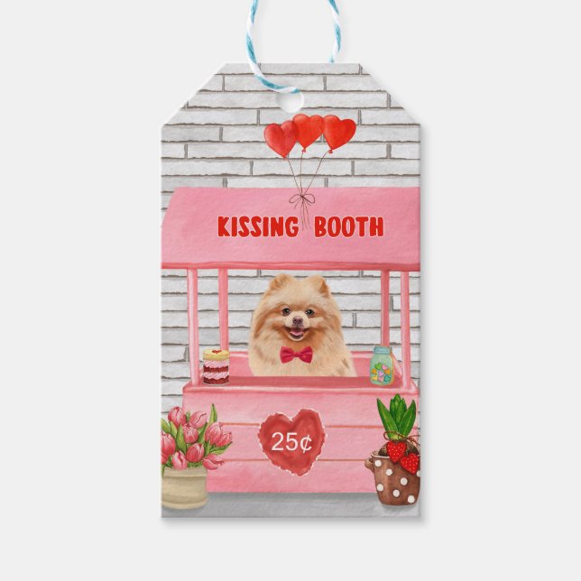 Pommern Hund Valentindagen Kissing Booth Presentetikett (Framsidan)