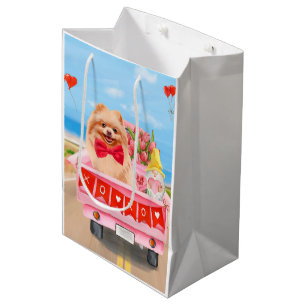 Pommern Hund Valentindagen Lastbil Hearts