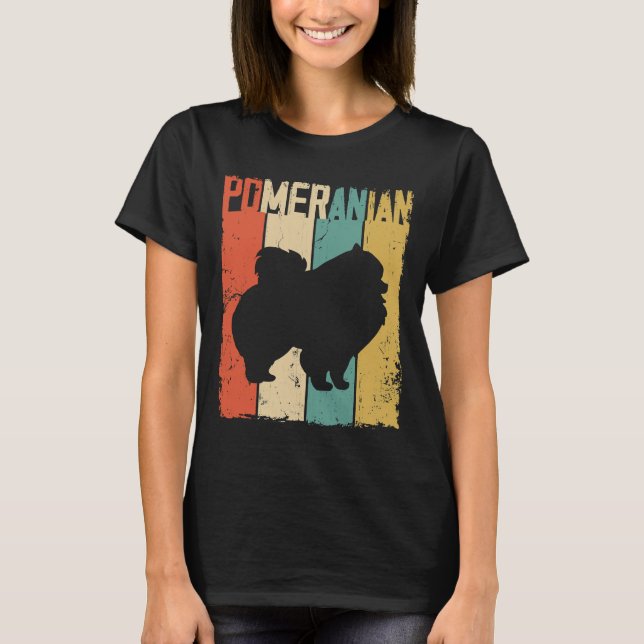 Pommern Hund Vintage Retro T Shirt (Framsida)
